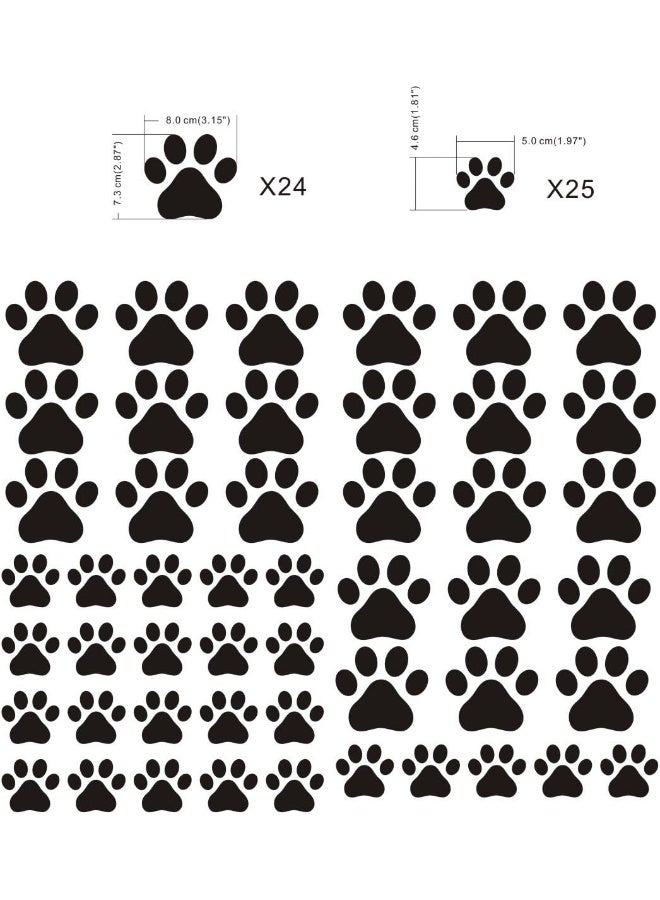 JURUOXIN 49 Pieces/Set Dog Paws Wall Decals Vinyl Pawprints Sticker Animal Footprint Wall Art Decoration for Kids Boy Girl Baby Nursery Bedroom Living Room Animal Tracks Decor YMX21 (Black) - Image 5